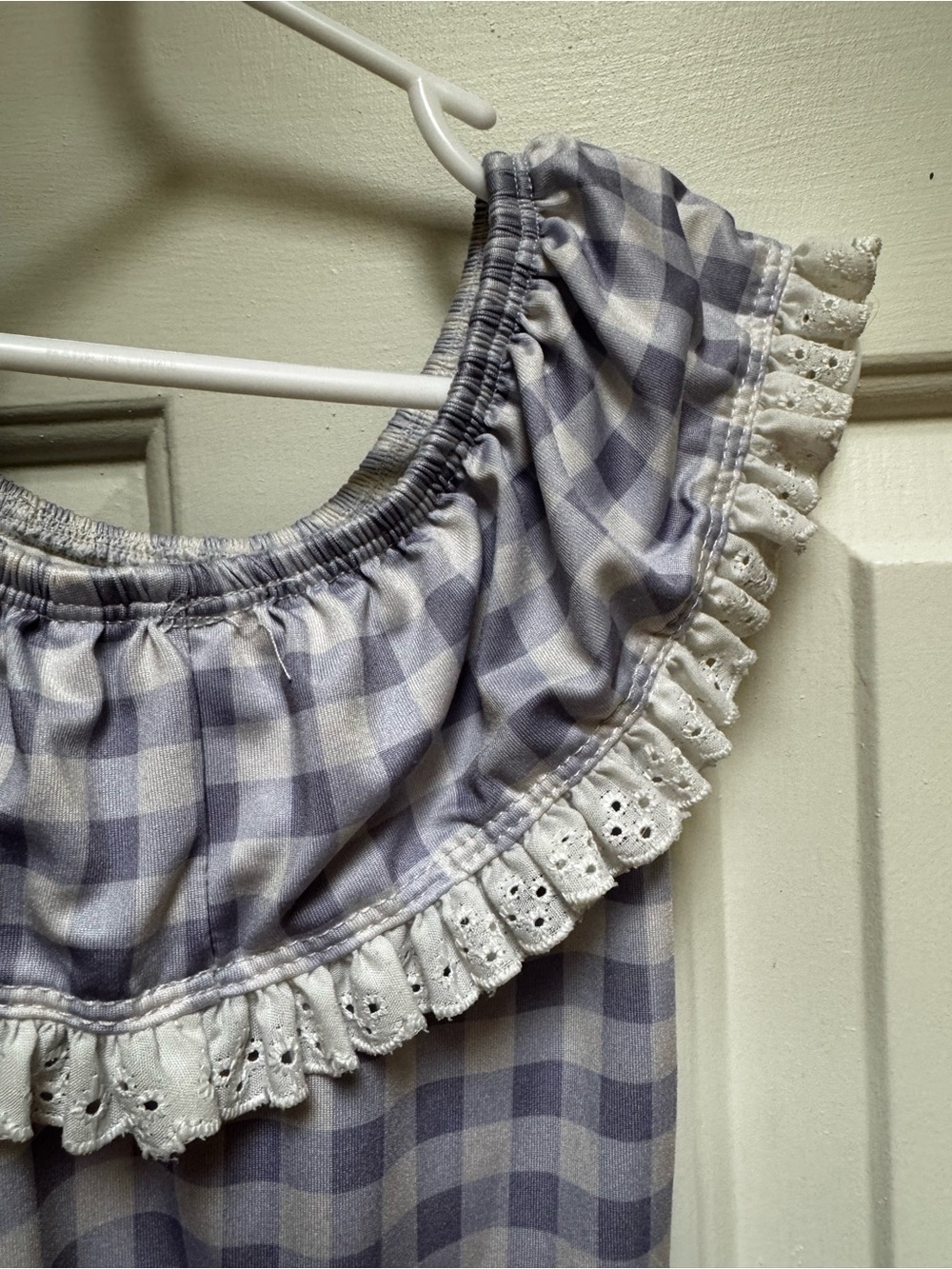 Wildling WDW 3T Gingham Check Swim Purple White Eyelet lace Ruffle & Tie Girls 3 - Picture 10 of 13